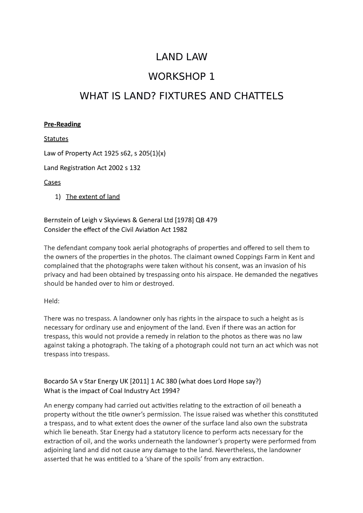 land law fixtures and chattels essay