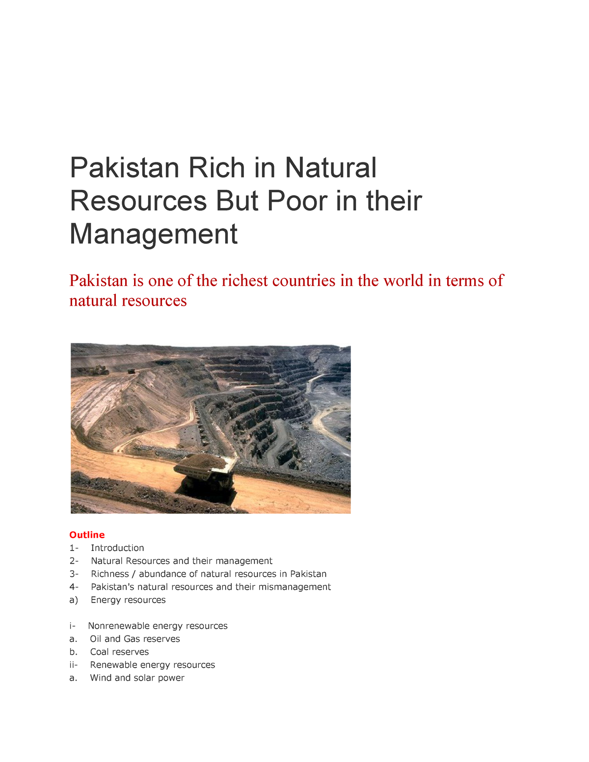 essay on pakistan natural resources