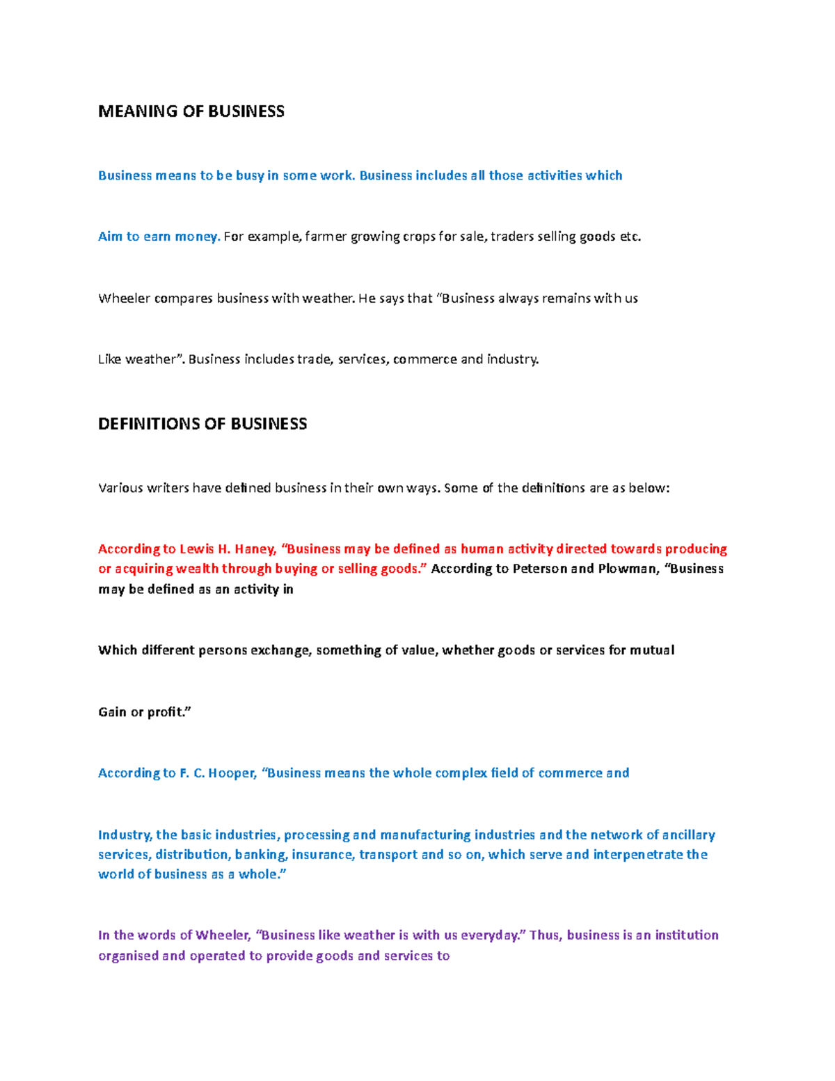 Meaning of business - Definition and characteristics - MEANING OF ...