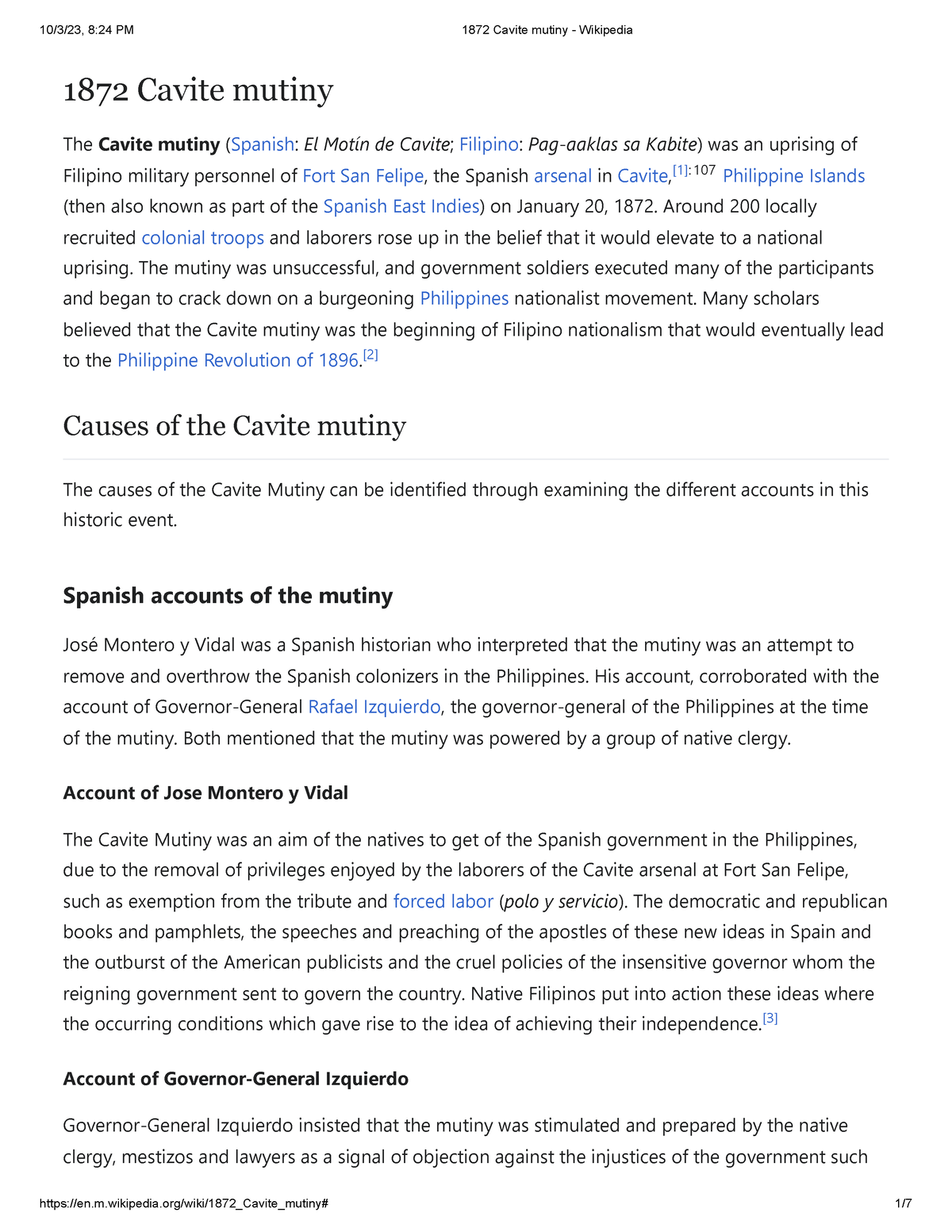 1872 Cavite Mutiny - Erm, From Wiki - 1872 Cavite Mutiny The Cavite ...