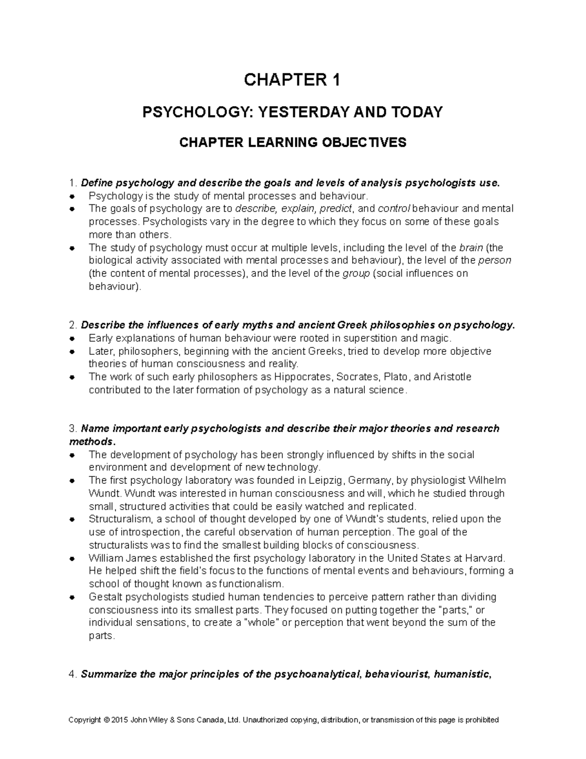 Psych 1000 Test Bank Chapter 1 - Psyc 1000 - Memorial University - Studocu