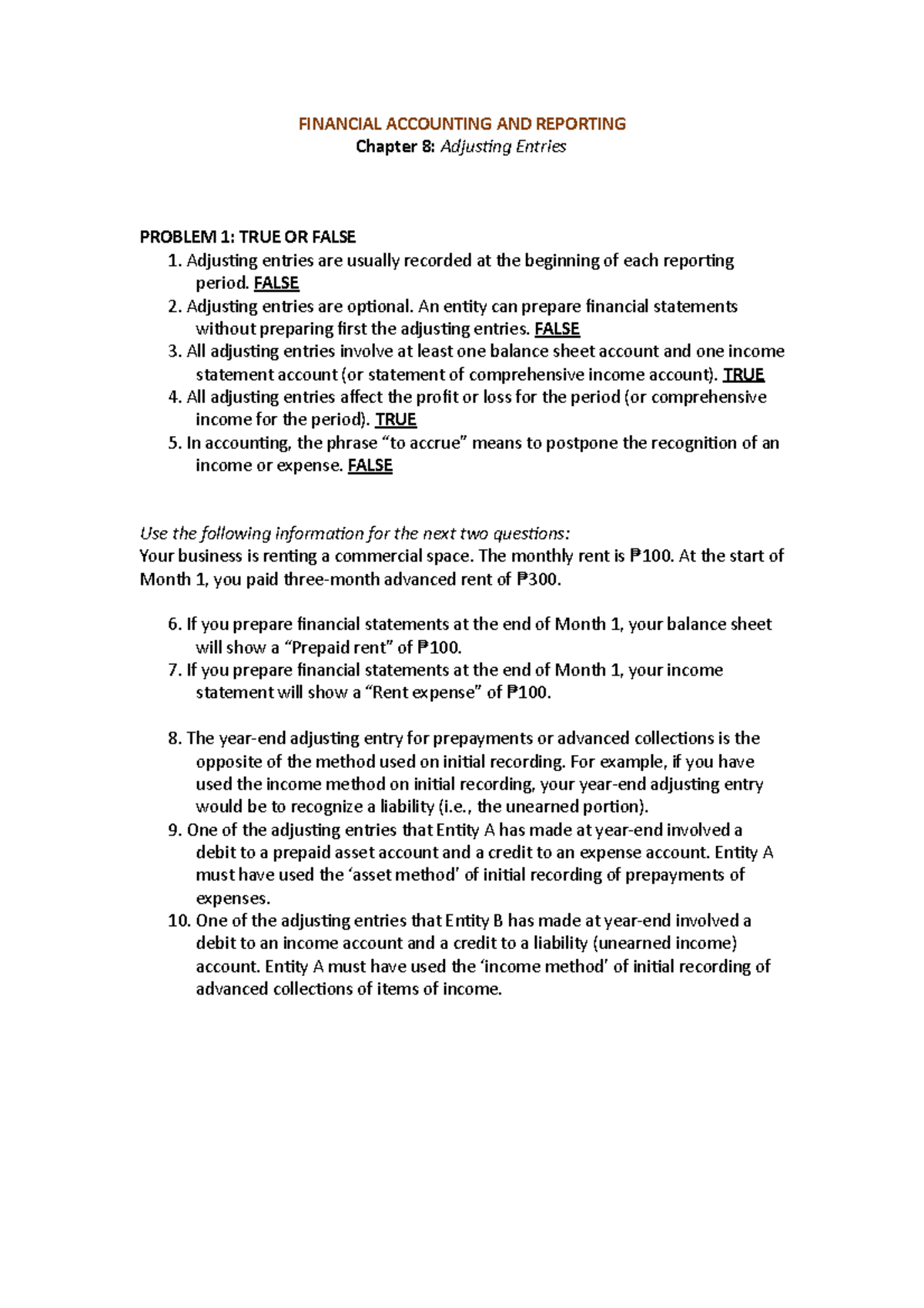 Problem-1-5 - Exercises - FINANCIAL ACCOUNTING AND REPORTING Chapter 8 ...