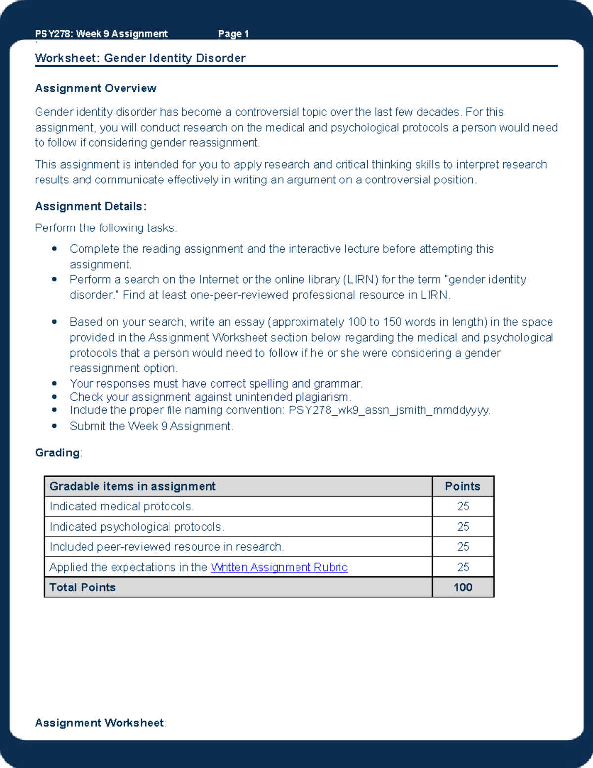 PSY278 Wk9 Assn Kdouyon 06272022 - PSY278: Week 9 Assignment Page 1 ...