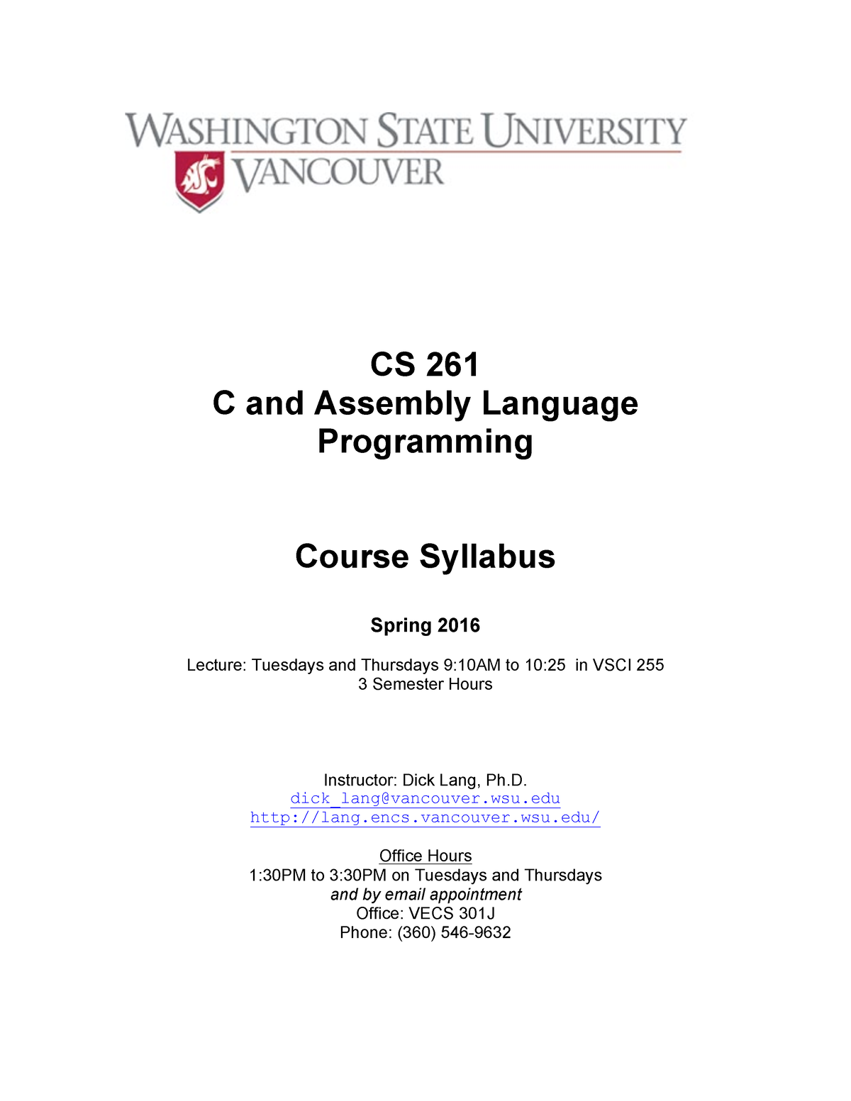 CS 261 C And Assembly Language Programming - CS 261 C And Assembly ...