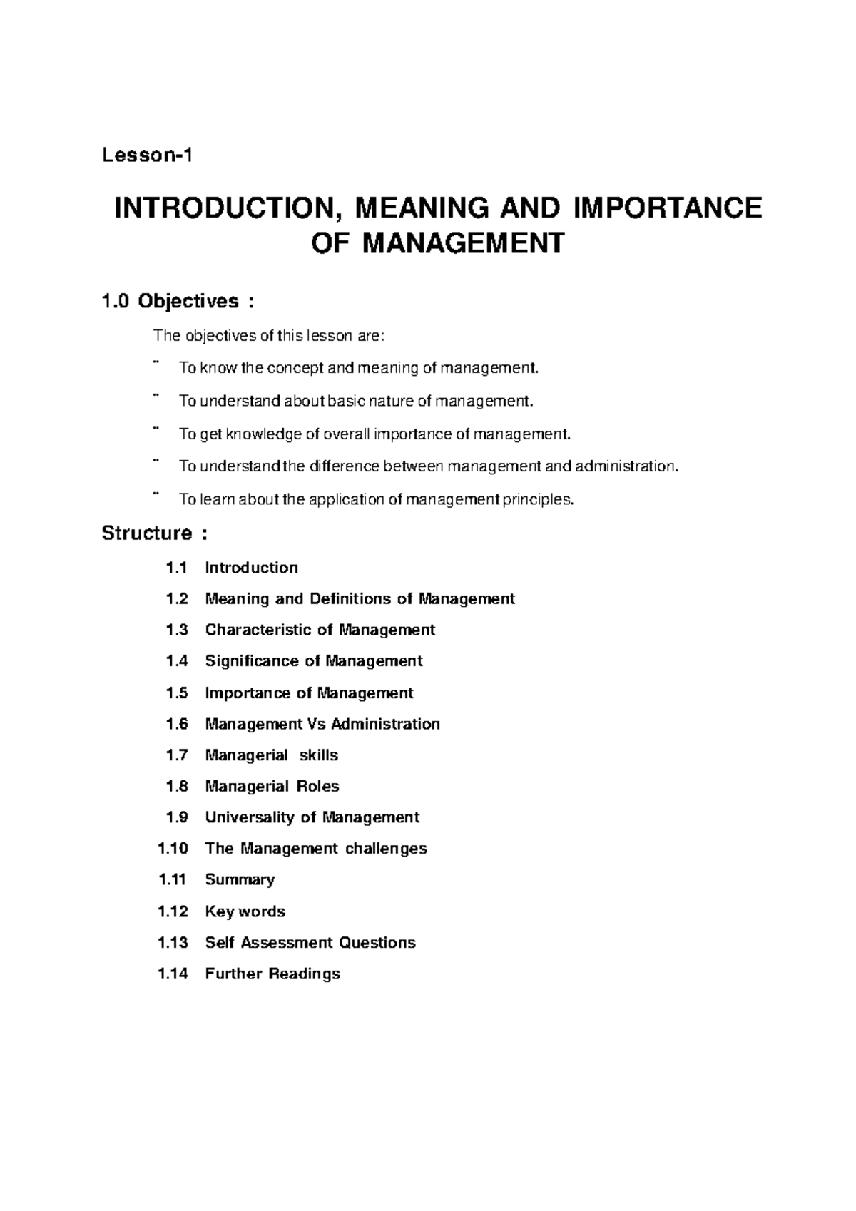 Bba1a - Introduction to management, significance of management ...