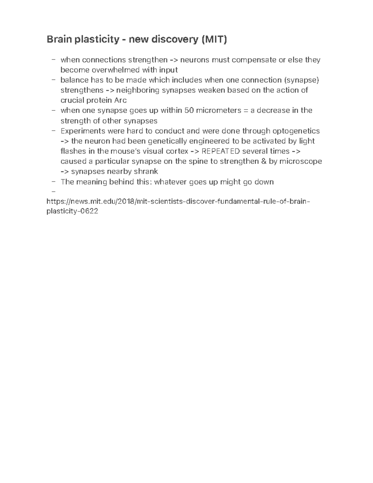 Brain plasticity new discovery (MIT) Brain plasticity