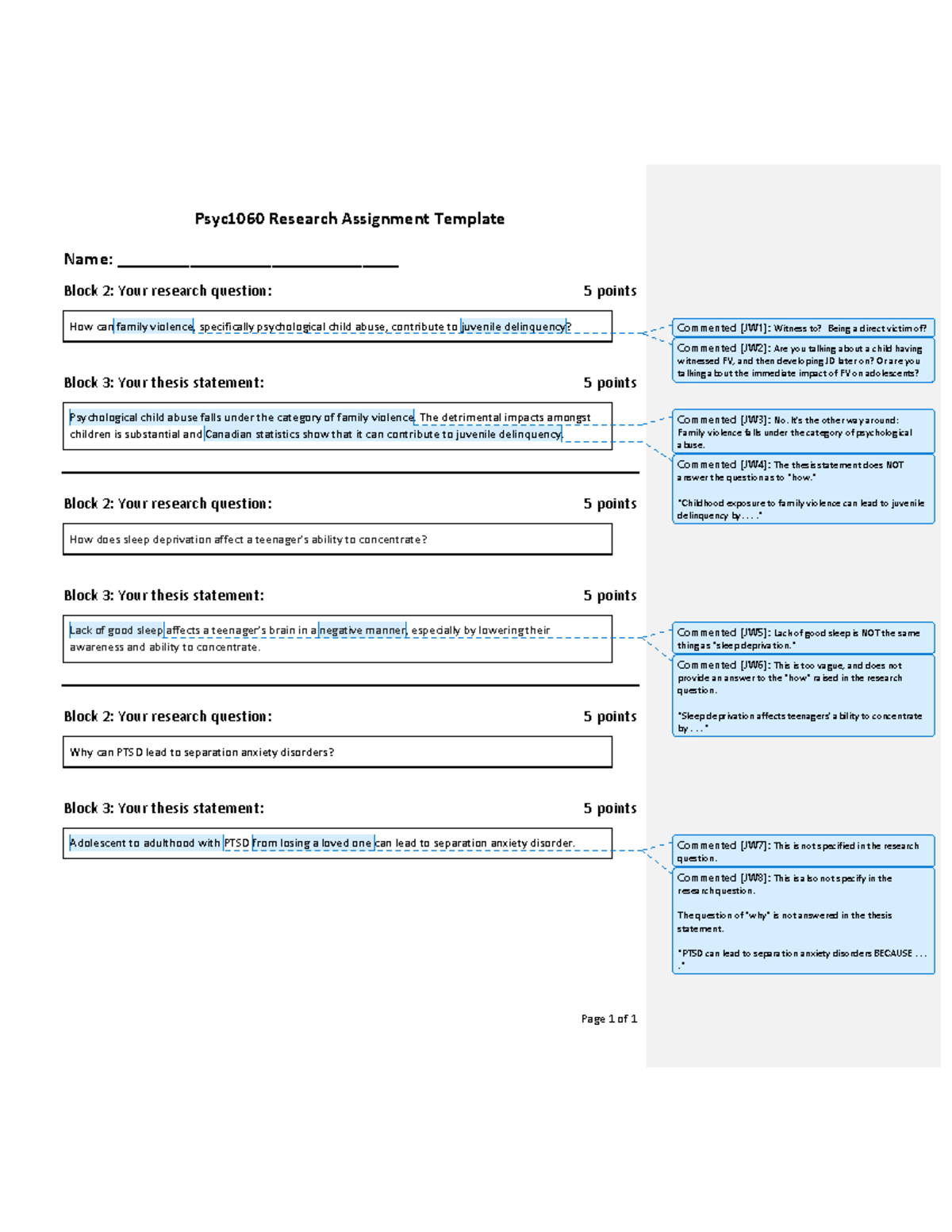 Psyc1060 Research Assignment Sample - Common Issues with Research ...