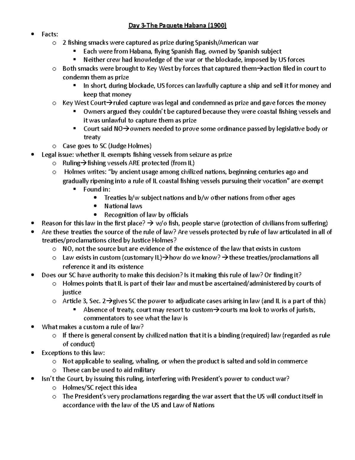 The Paquete Habana 2 gives SC the power to adjudicate cases arising