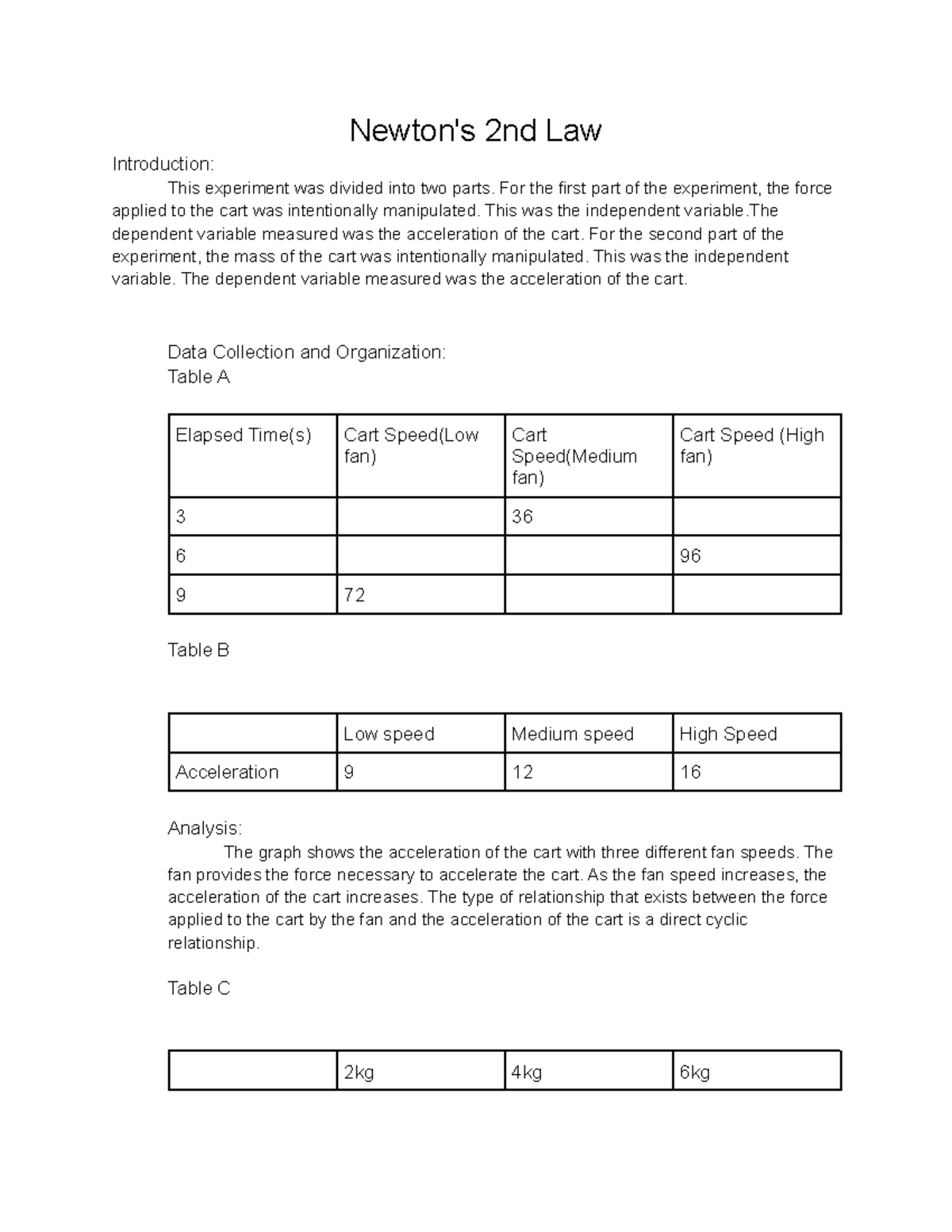Newtons 2nd Law lab PHYS 1010 CNM Studocu