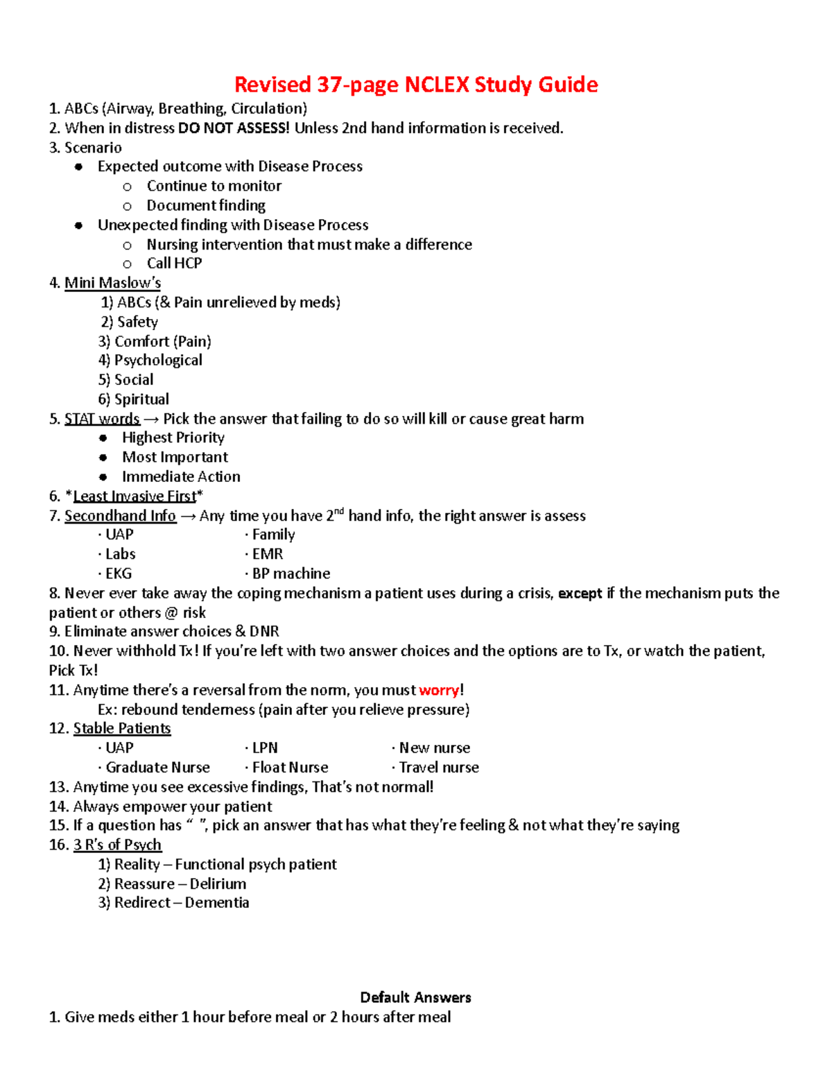 Nclex Study Guide Studocu