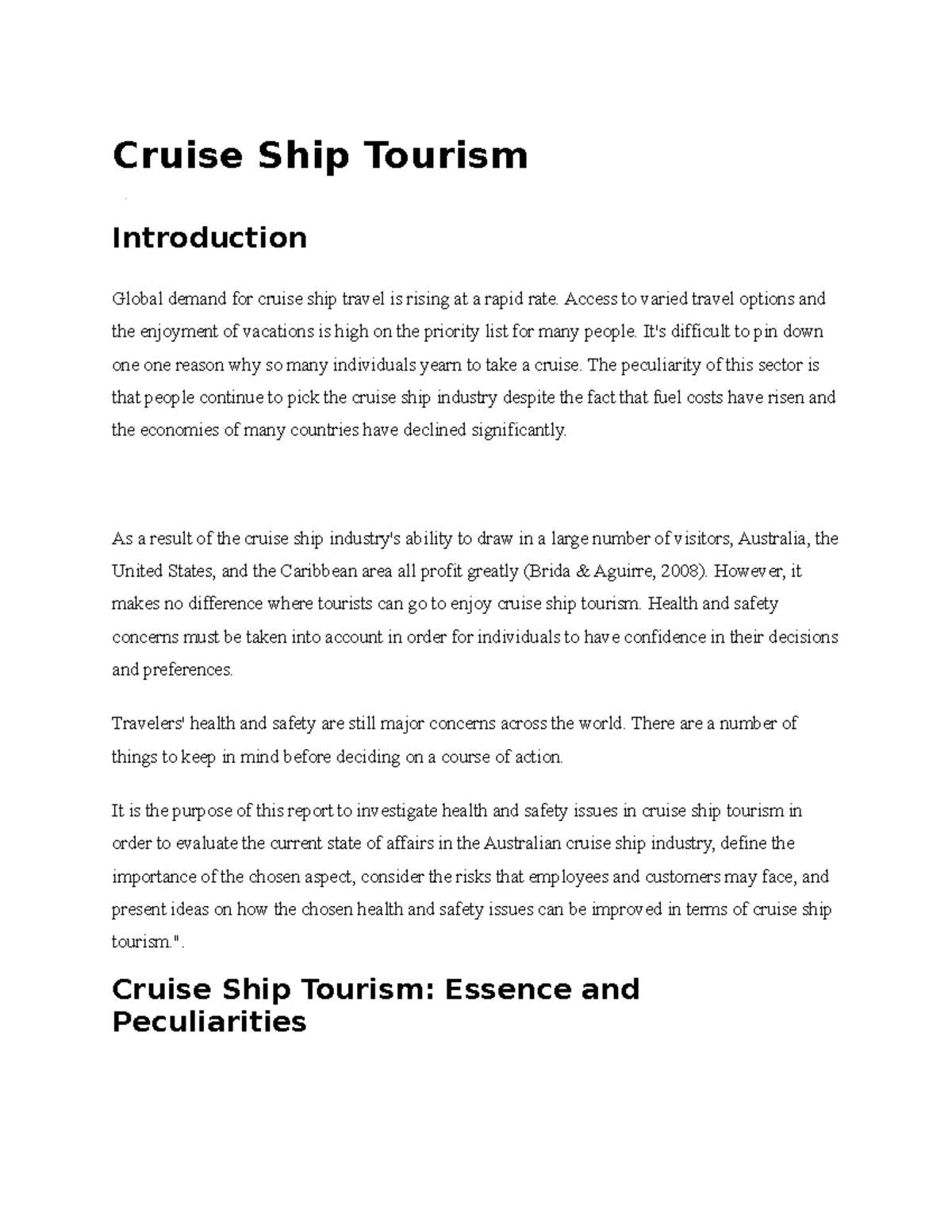 what is cruise tourism essay