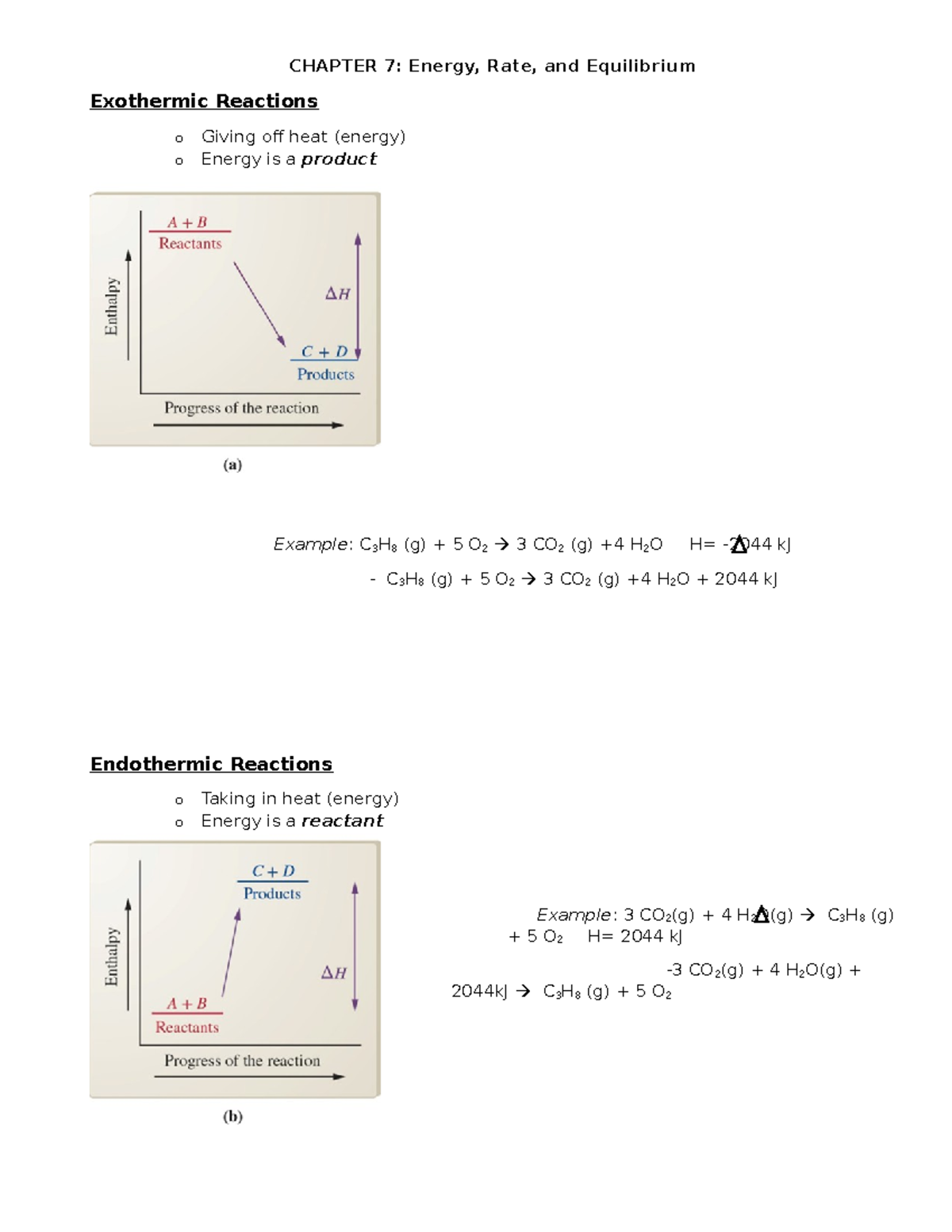Chemistry review - Study Guide - CHAPTER 7: Energy, Rate, and ...