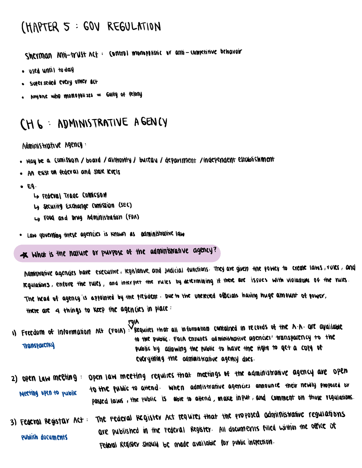 BLAW MIDTERM STUDY GUIDE - Prof Finucane - CHAPTER 5: SOU REGULATION ...