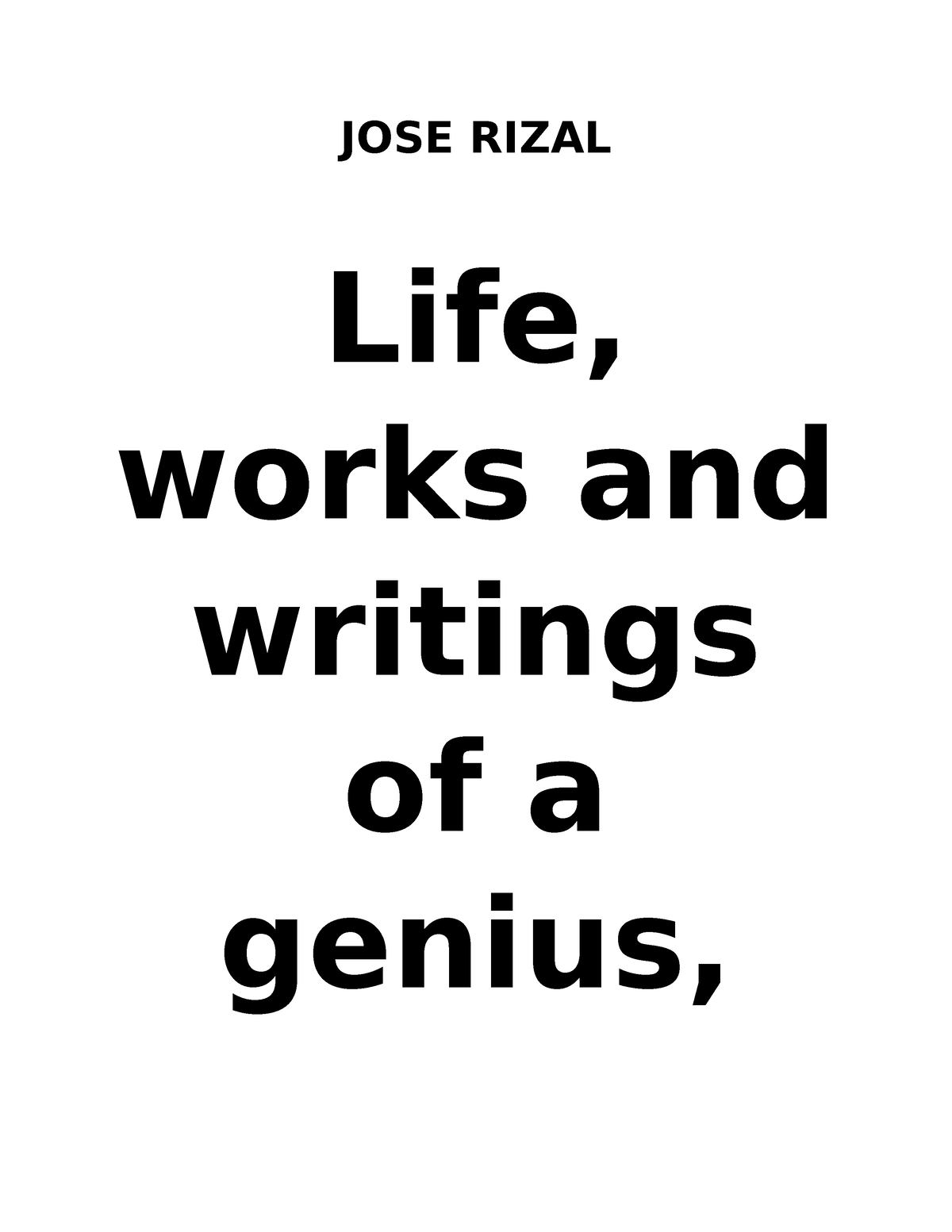 JOSE Rizal - Rthgj - JOSE RIZAL Life, Works And Writings Of A Genius ...