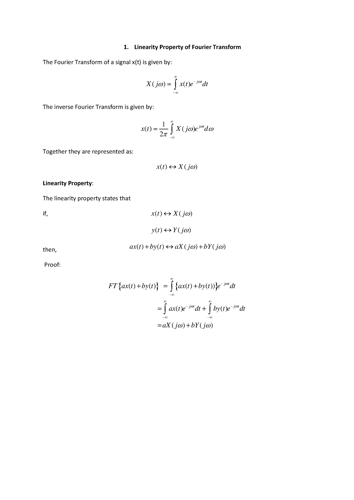 Fourier Transform Examples And Properties - Linearity Property Of ...