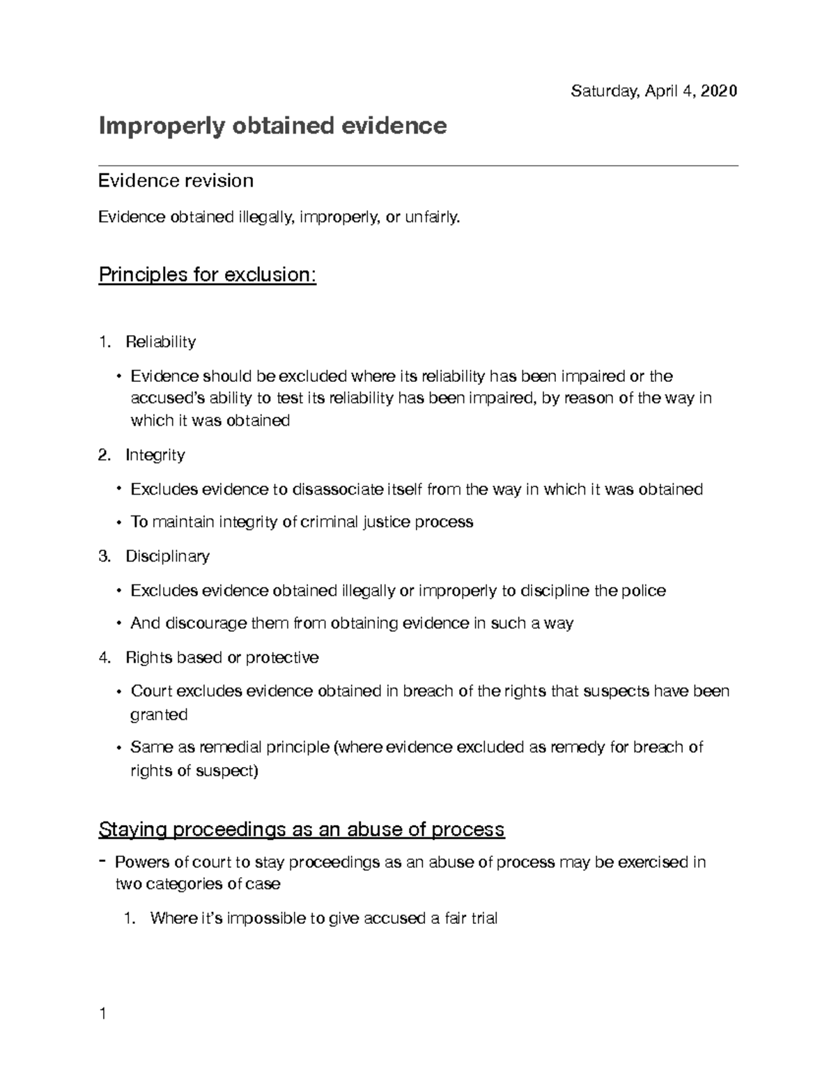 Improperly obtained evidence Improperly obtained evidence Evidence