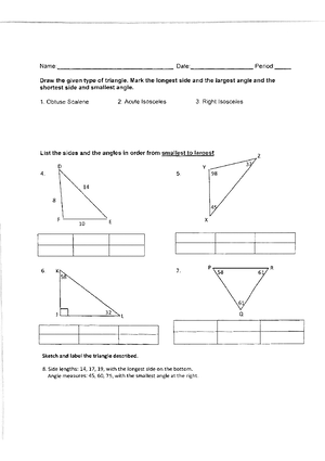 Unit 8 review sheet - Geometry assignment - Name ...