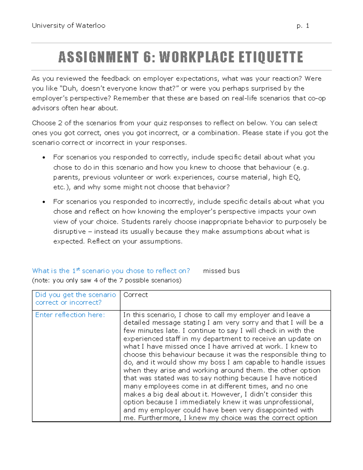 workplace assignment meaning