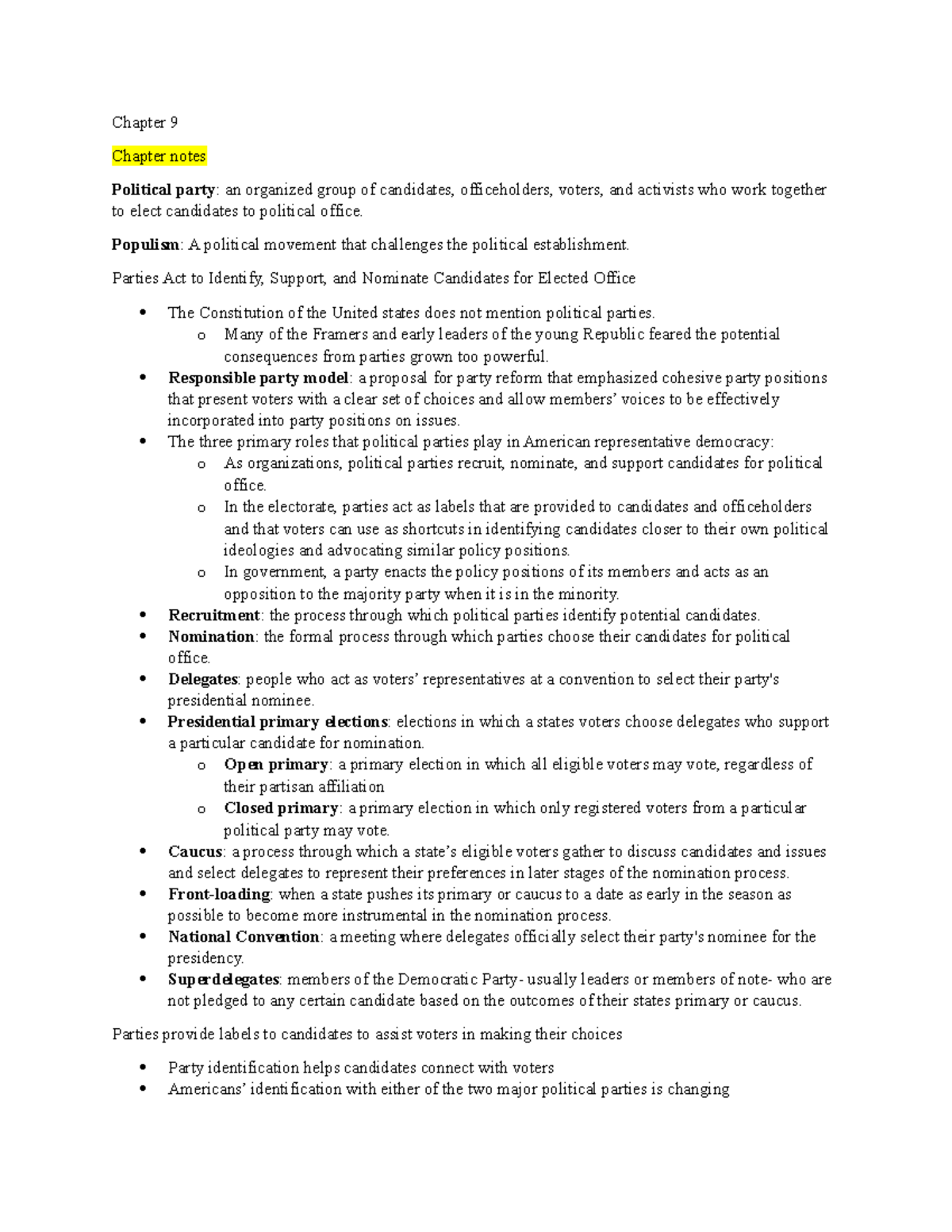 Chapter 9 - notes - POLS 1150 - SLU - Studocu
