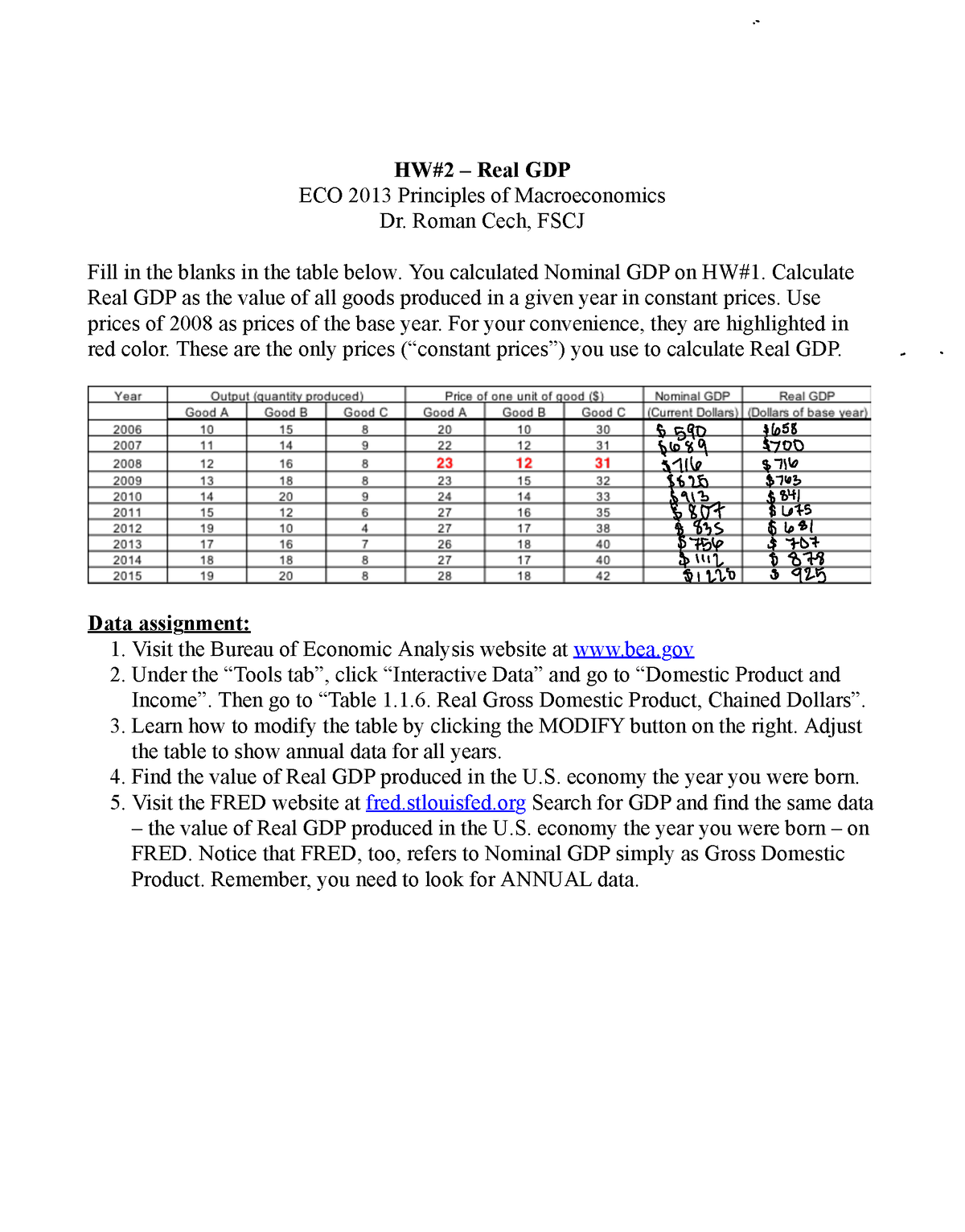 ECO 2013 HW2 2 - The Optional Homework To Prepare For Exams - HW#2 ...