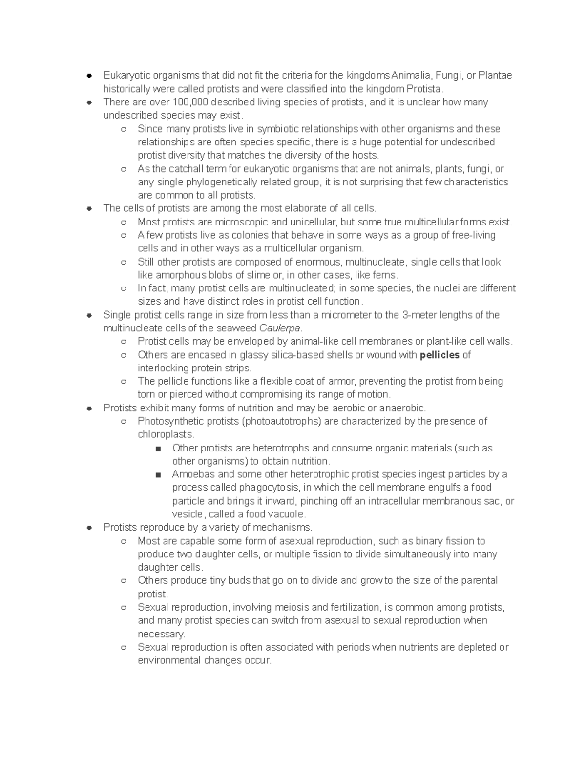 13.3 Protists - notes - Eukaryotic organisms that did not fit the ...