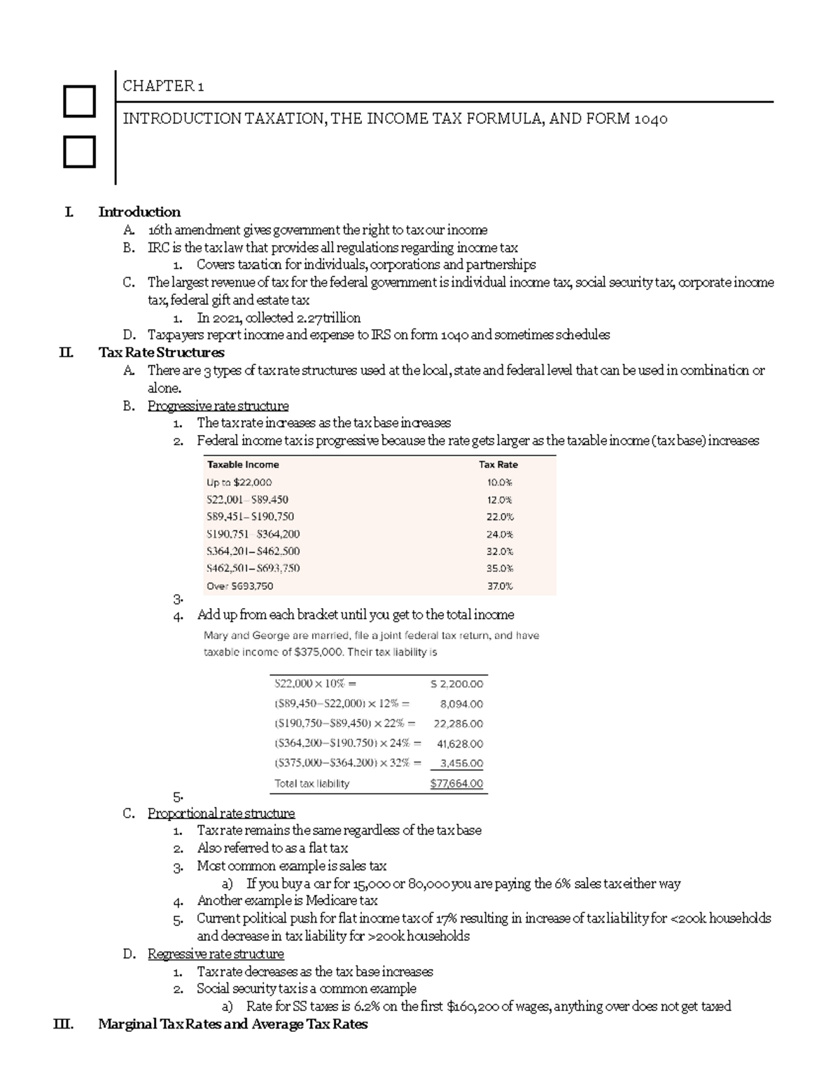 Chapter 1 Notes - 🐀 🐀 INTRODUCTION TAXATION, THE INCOME TAX FORMULA ...