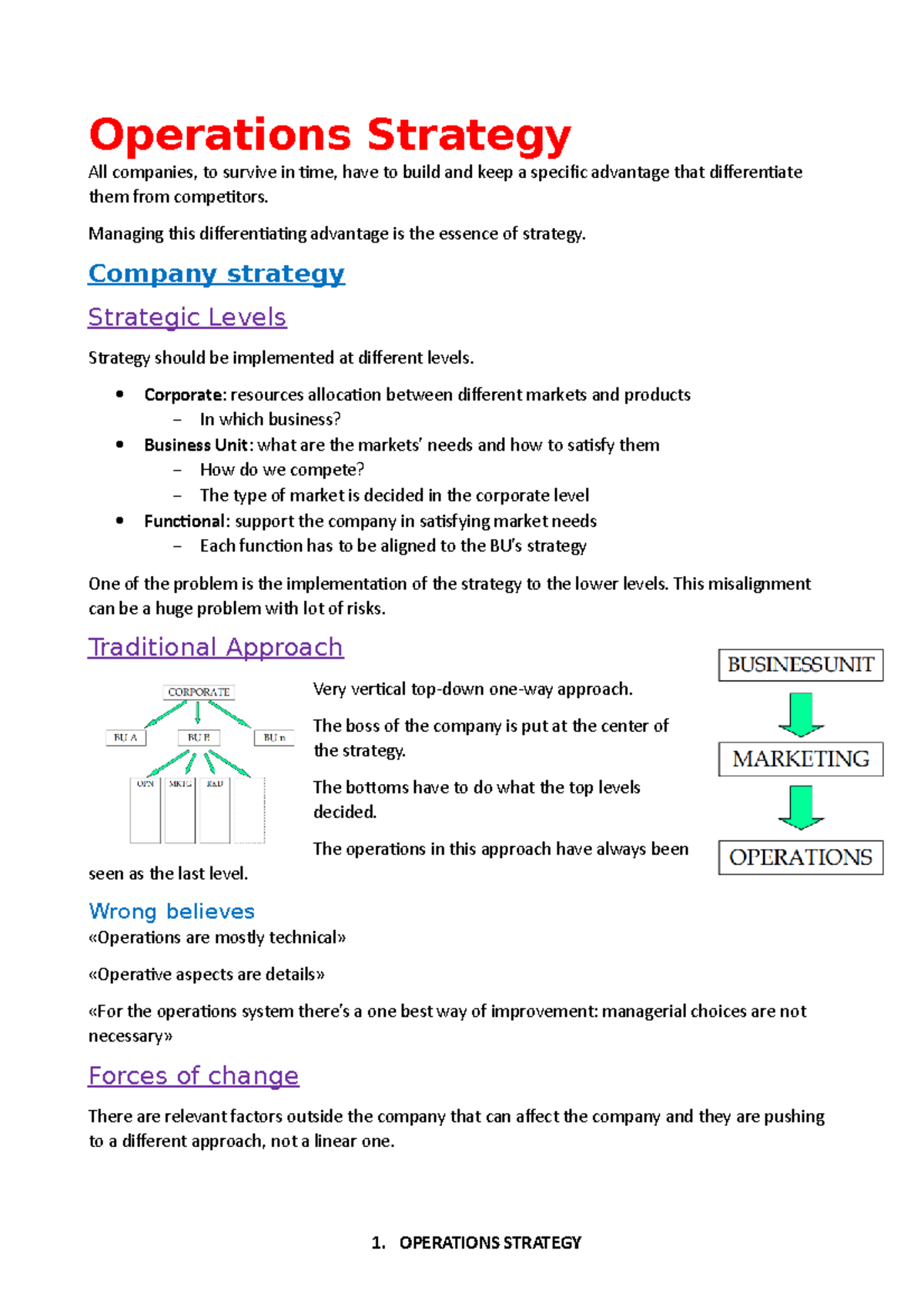 1-Operations Strategy - Operations Strategy All companies, to survive ...