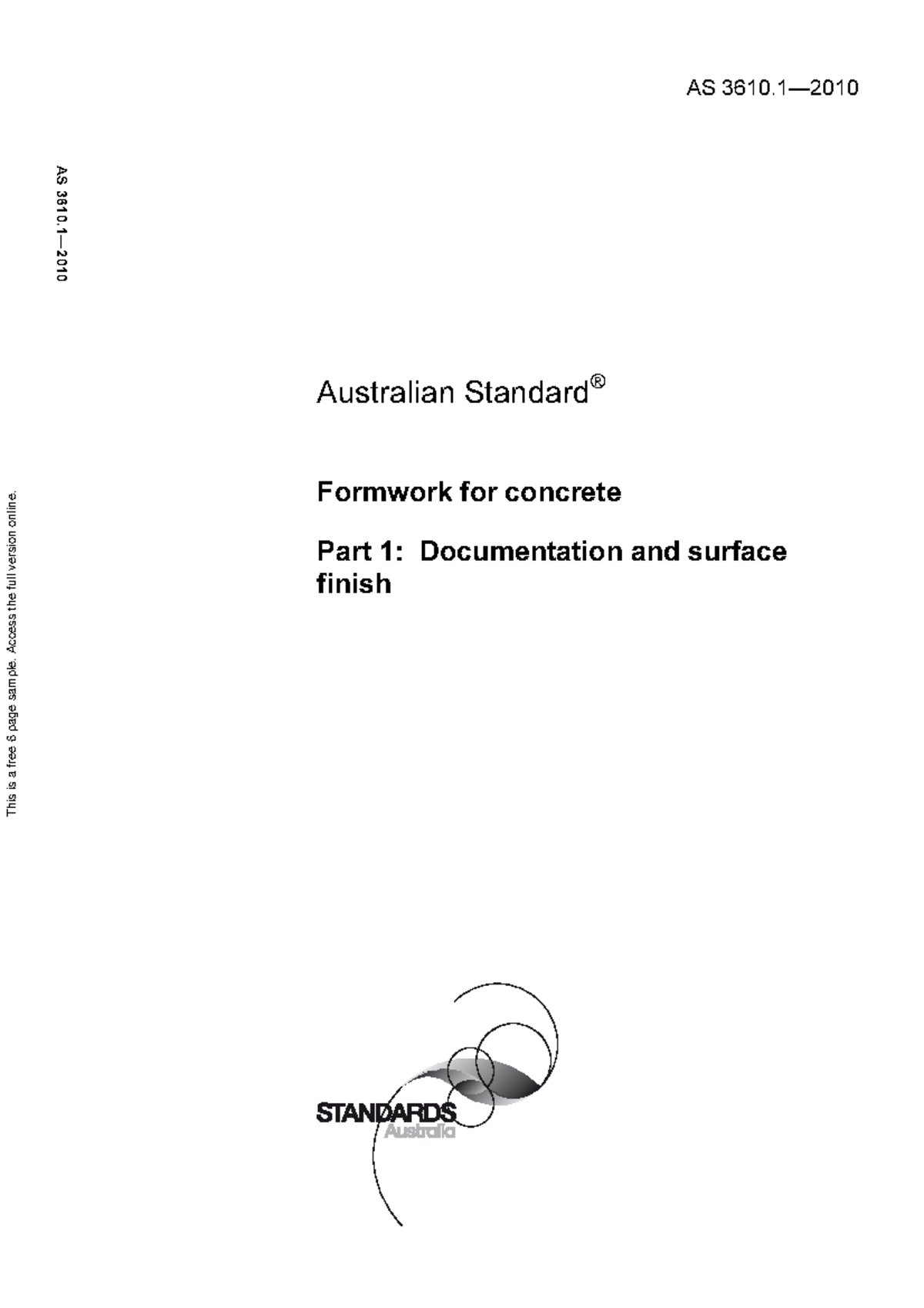As 3610 1 2010 formwork for concrete documentation and - Prestressed ...
