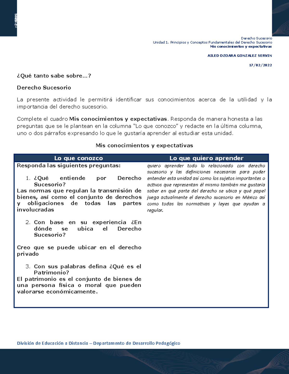 U1A1_derecho Sucesorio Definiciones Basicas Para Iniciar - Derecho ...