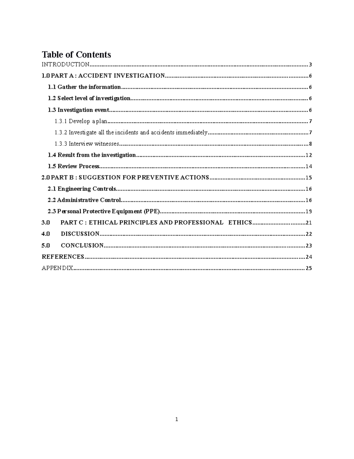 435014071 Individual Assignment OSHA MEM603 - Table of Contents Table 2 ...