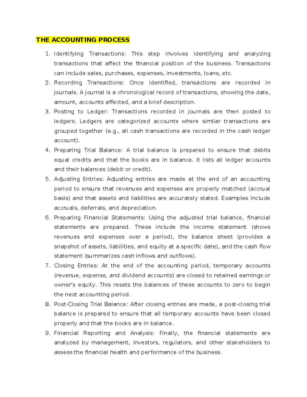 Accounting Process - THE ACCOUNTING PROCESS Identifying Transactions ...