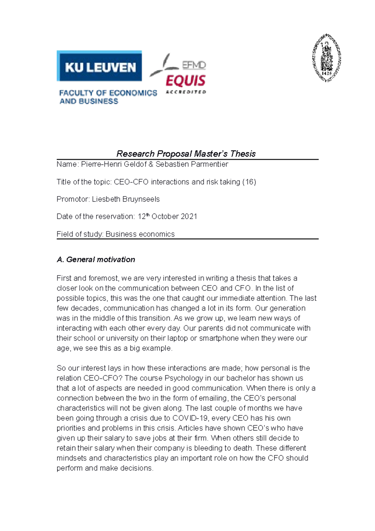 Thesis proposal - Bdjd - Research Proposal Master’s Thesis Name: Pierre ...
