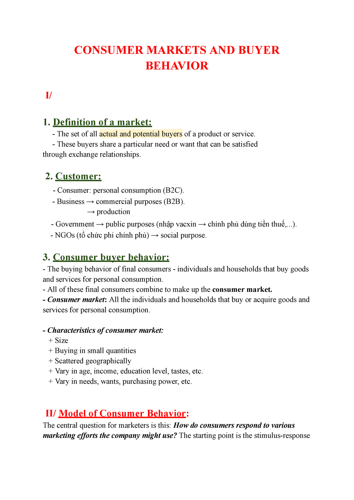 Chap 3.1 Consumer Market AND Buyer Behavior - CONSUMER MARKETS AND ...