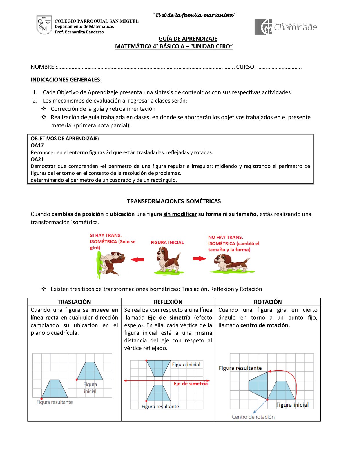 Guia 5° Basico Transformaciones Isometricas