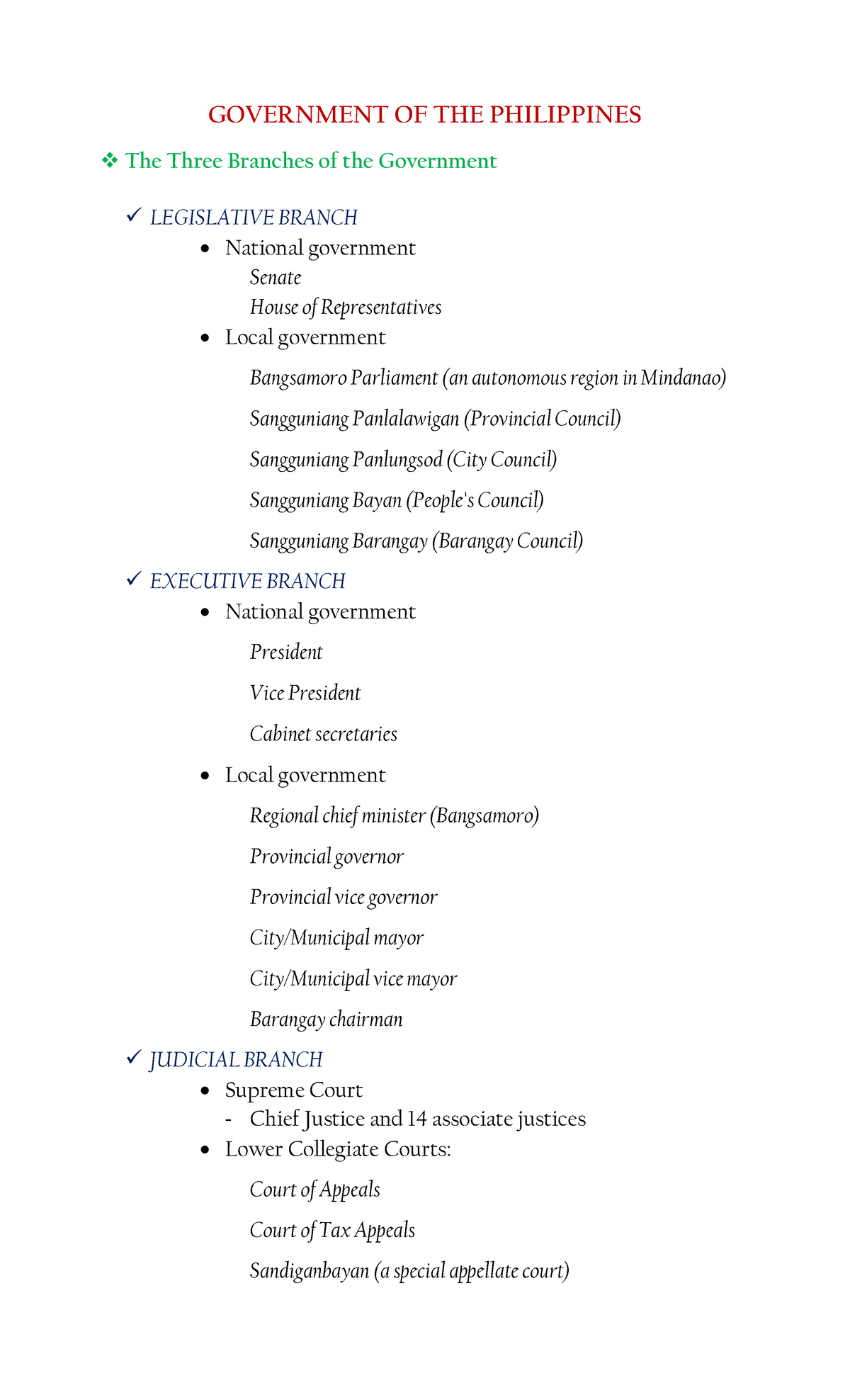 Government OF THE Philippines GOVERNMENT OF THE PHILIPPINES The Three