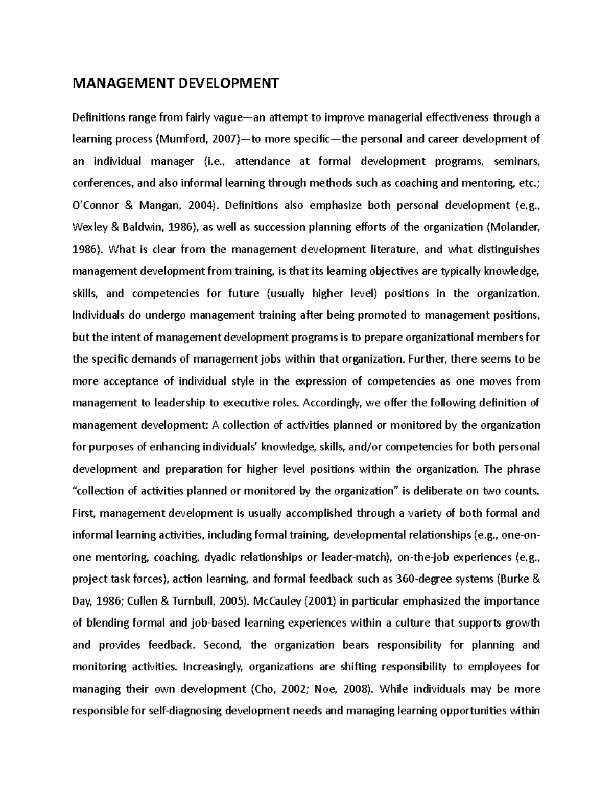 Management Development - MANAGEMENT DEVELOPMENT Definitions range from ...