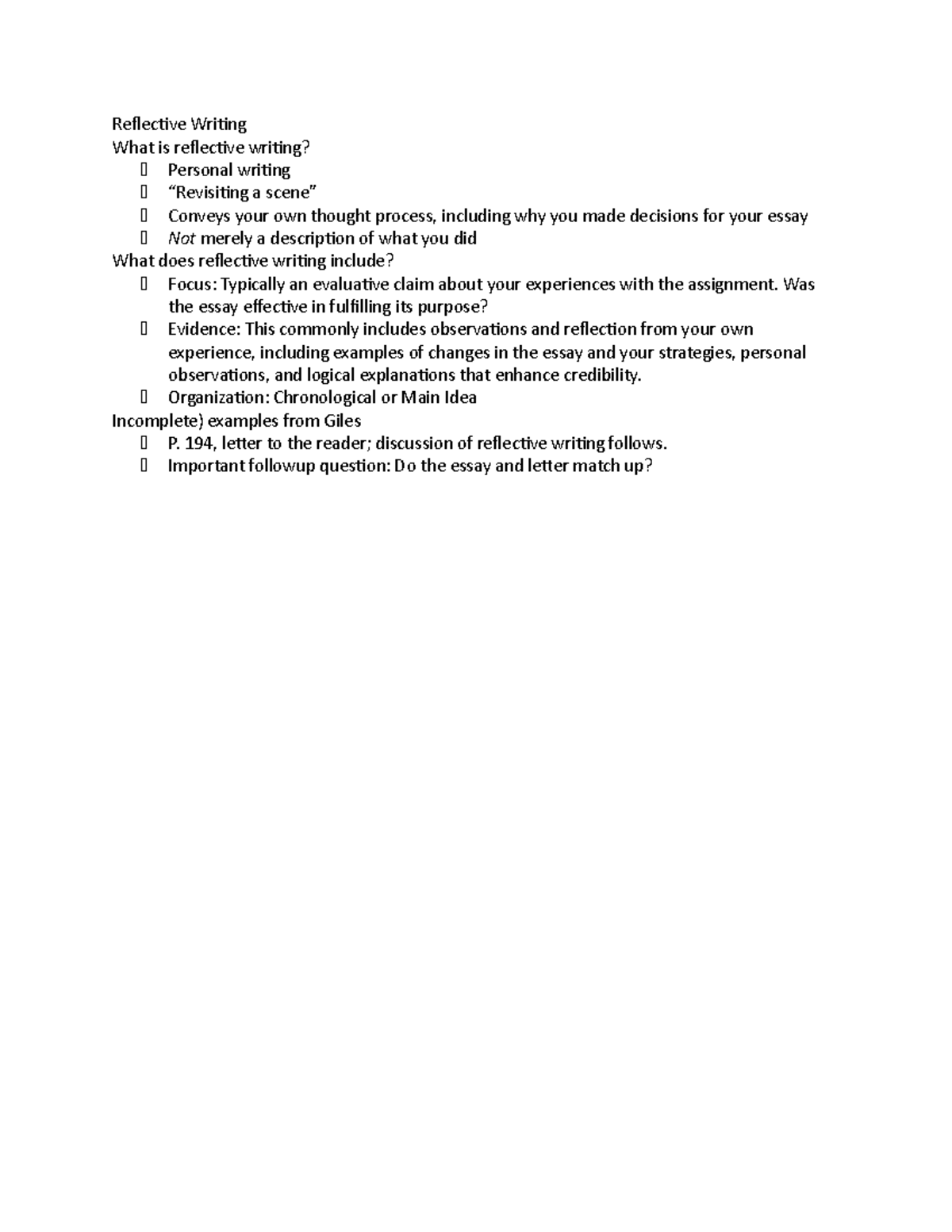 Reflective Writing - notes - Reflective Writing What is reflective ...