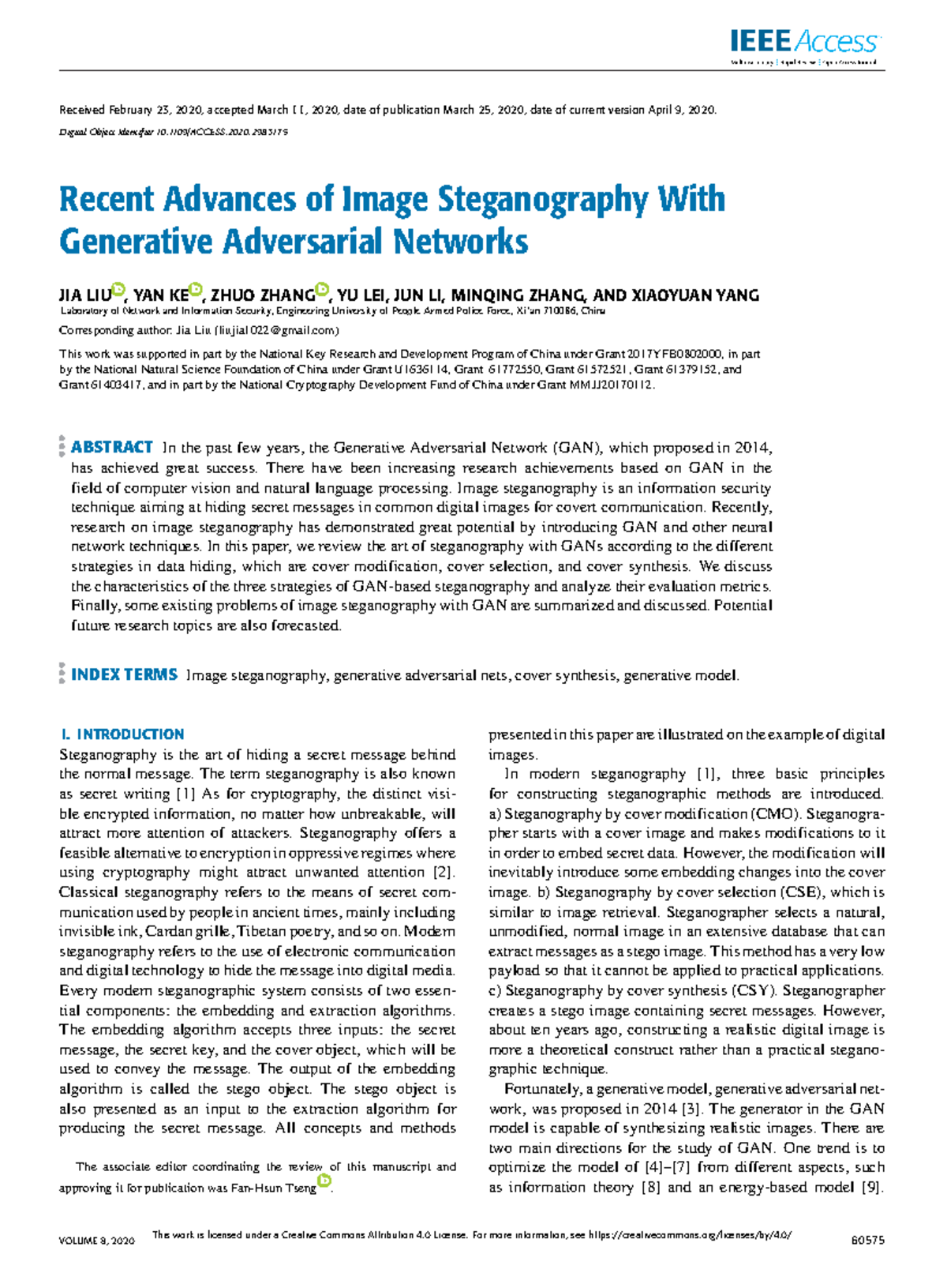 Recent Advances of Image Steganography With Generative Adversarial ...