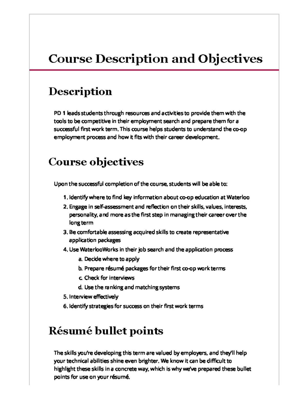 Course Description and Objectives - Course Description and Objectives ...