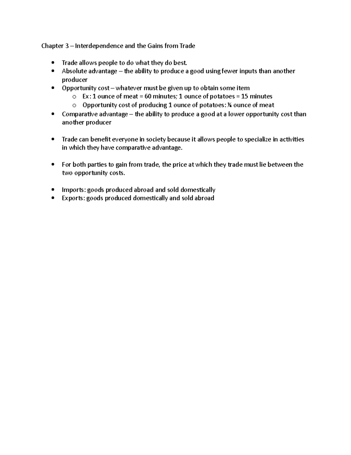 Chapter 3 – Interdependence and the Gains from Trade - Chapter 3 ...