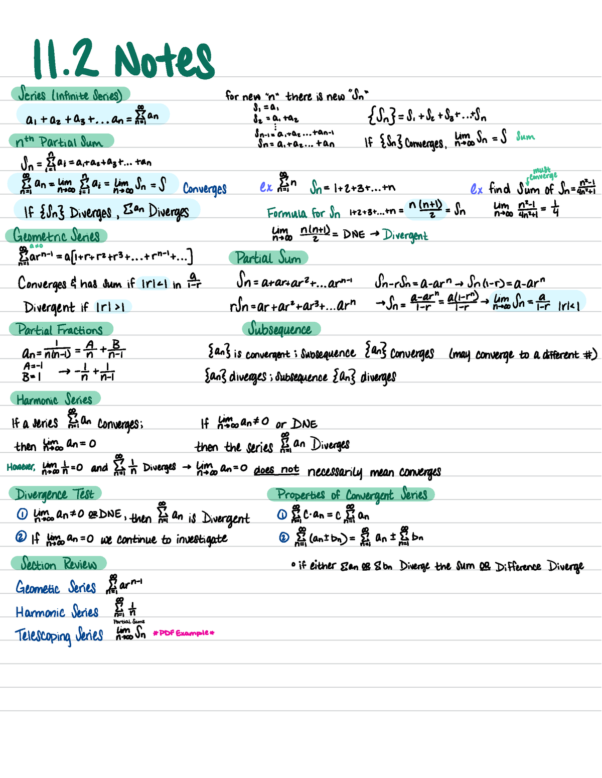 11.2 Notes - Series: Geometric, Partial Fractions, Harmonic ...