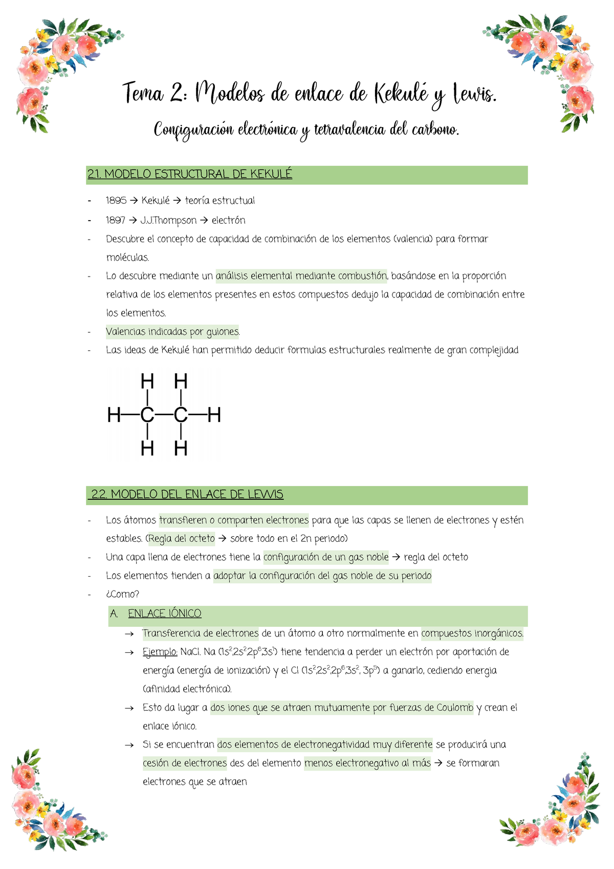 Capitulo 2 - Apunts 2 - Tema 2: Modelos de enlace de Kekulé y Lewis.  Configuración electrónica y - Studocu
