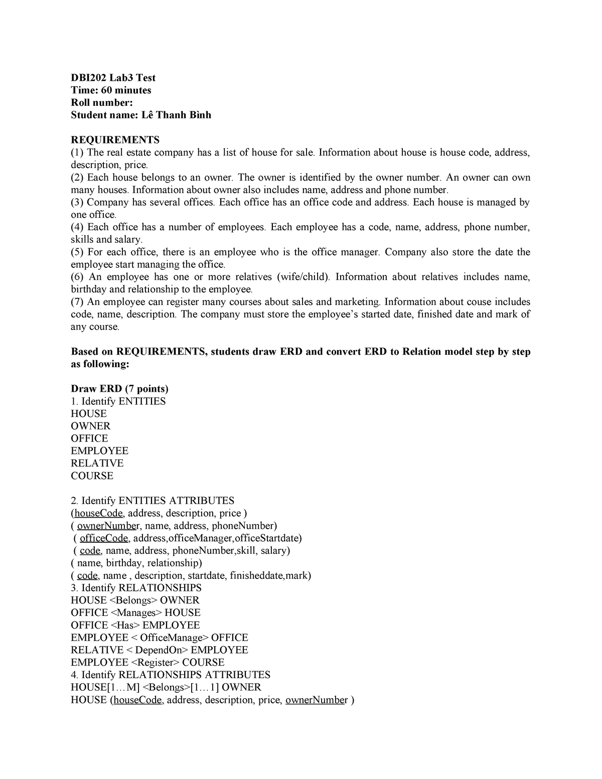 DBI202-Lab3-Test - Tham Khao Thoi Nhe - DBI202 Lab3 Test Time: 60 ...