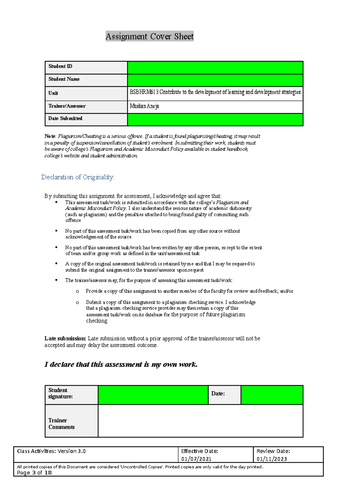 Bsbhrm 613 Learner Workbook Assignment File March 2022 - Assignment ...