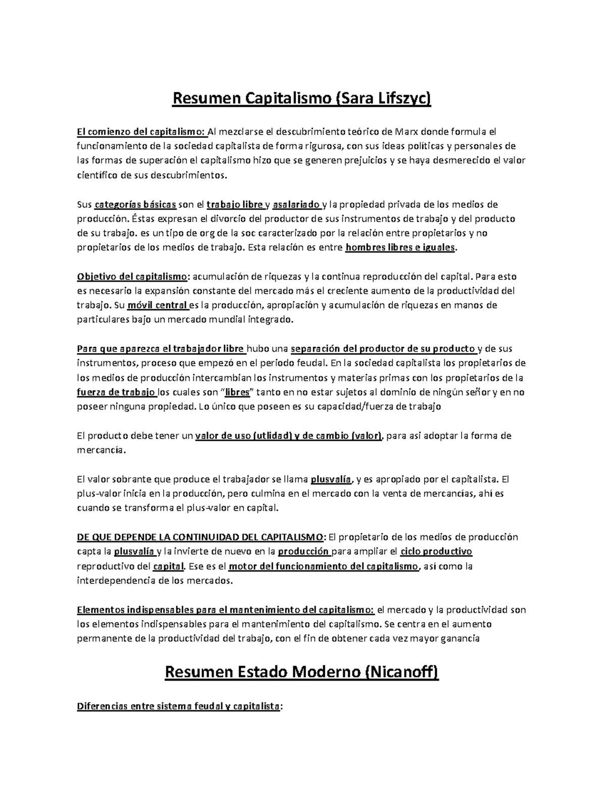 Primer Parcial Icse Resumen Capitalismo Sara Lifszyc El Comienzo Del Capitalismo Al 0743