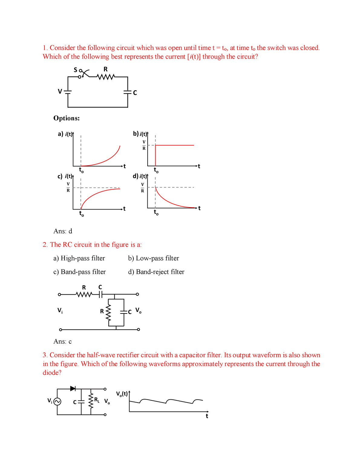 Class Test (MCQs) - Consider The Following Circuit Which Was Open Until ...