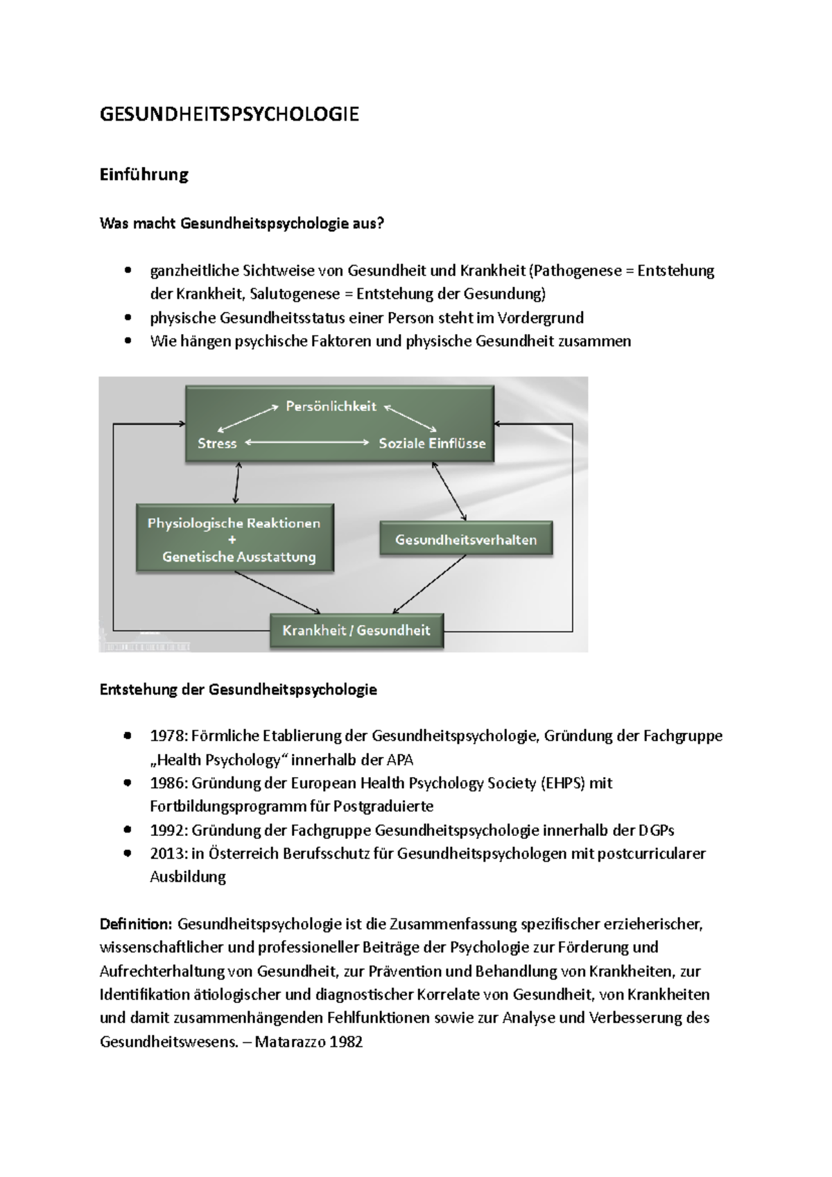 gesundheitspsychologie-zusammenfassung-gesundheitspsychologie-was