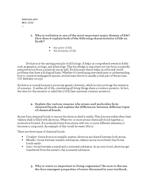 Bio Assignment #6 - S. Kumar - Ambrosia John Bio 1210 Assignment # 09 ...