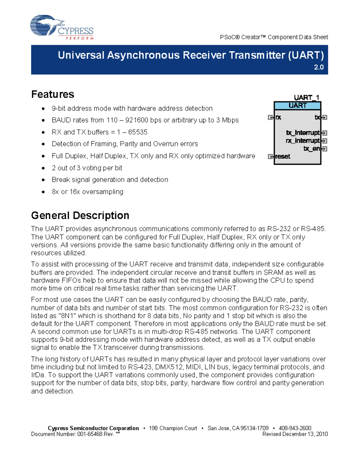 Infineon-Component UART V2.0-Software Module Datasheets-v02 05-EN ...