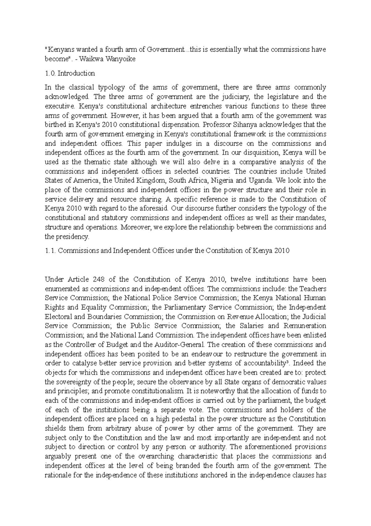 Document (13) Good work "Kenyans wanted a fourth arm of Government